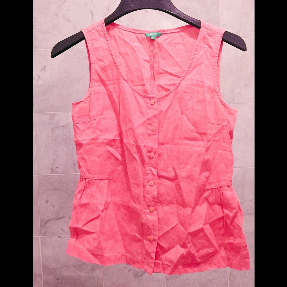 Benetton linen pink top - Picture 1 of 5